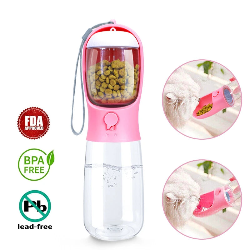 Portable Water Bottle For Dogs with Food Container - Pawsyhome