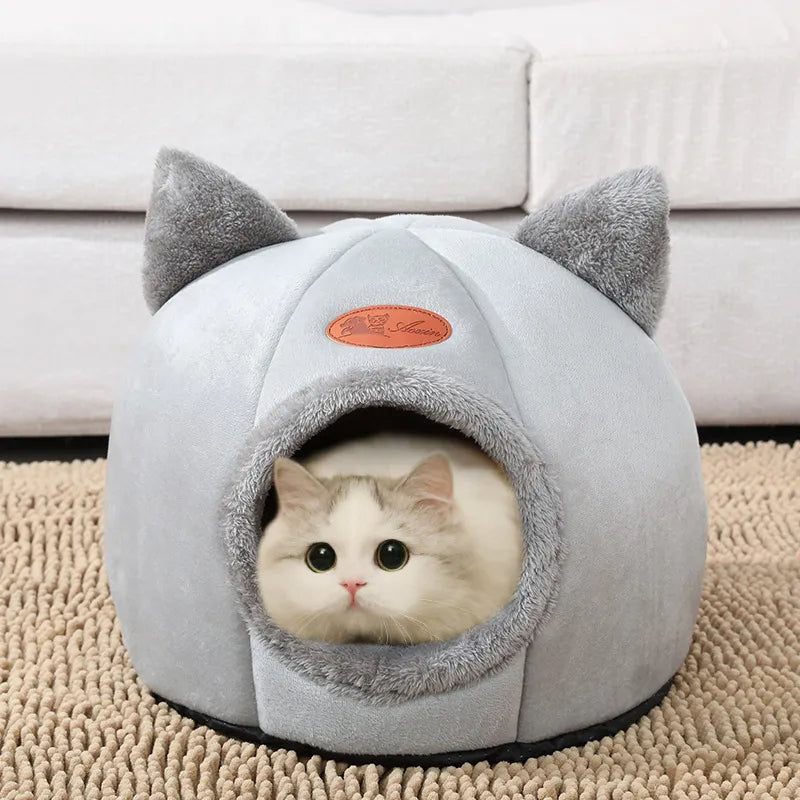 Little Winter Cat Bed Basket Cave - Pawsyhome