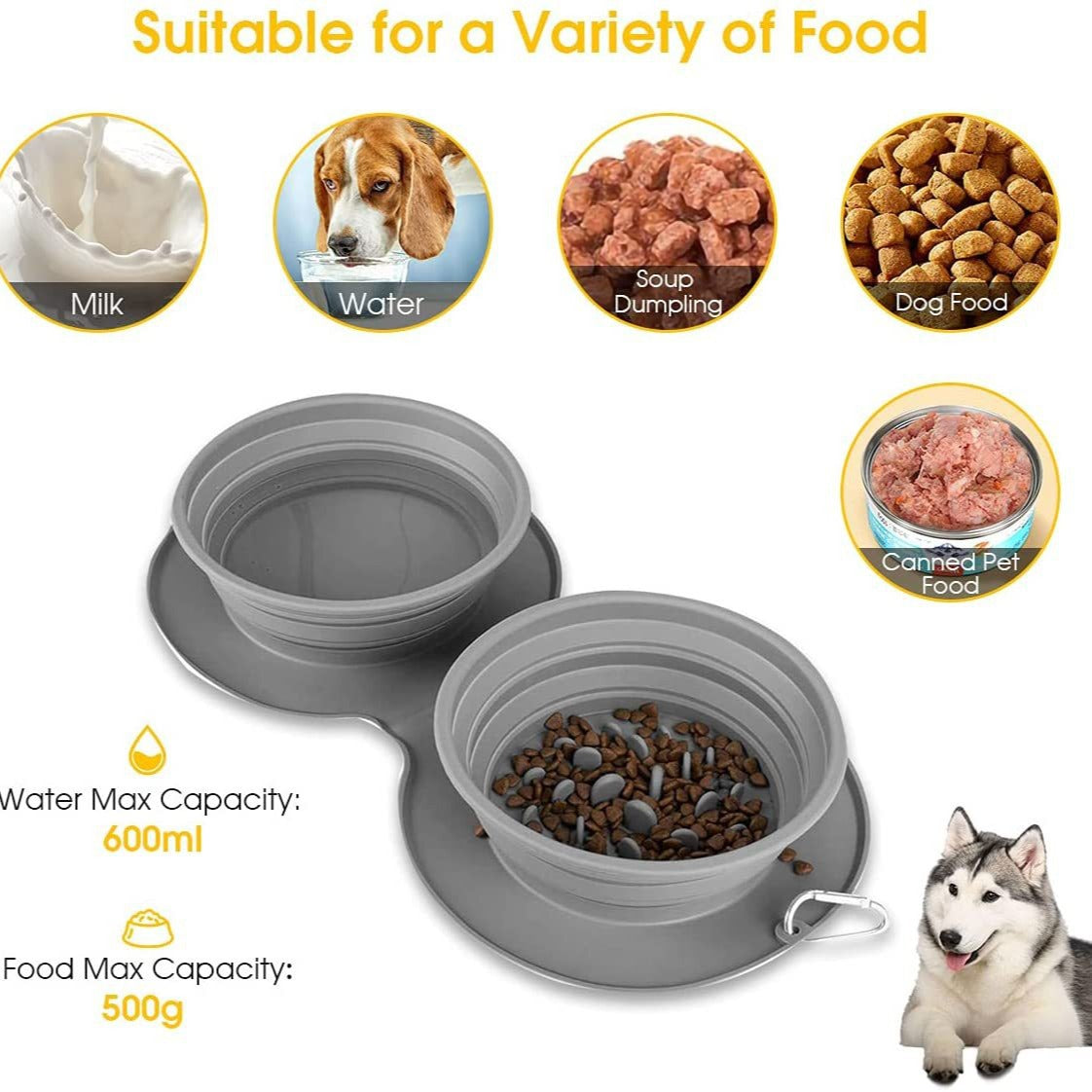 Silicone Foldable Slow Feeding Pet Bowl - Pawsyhome