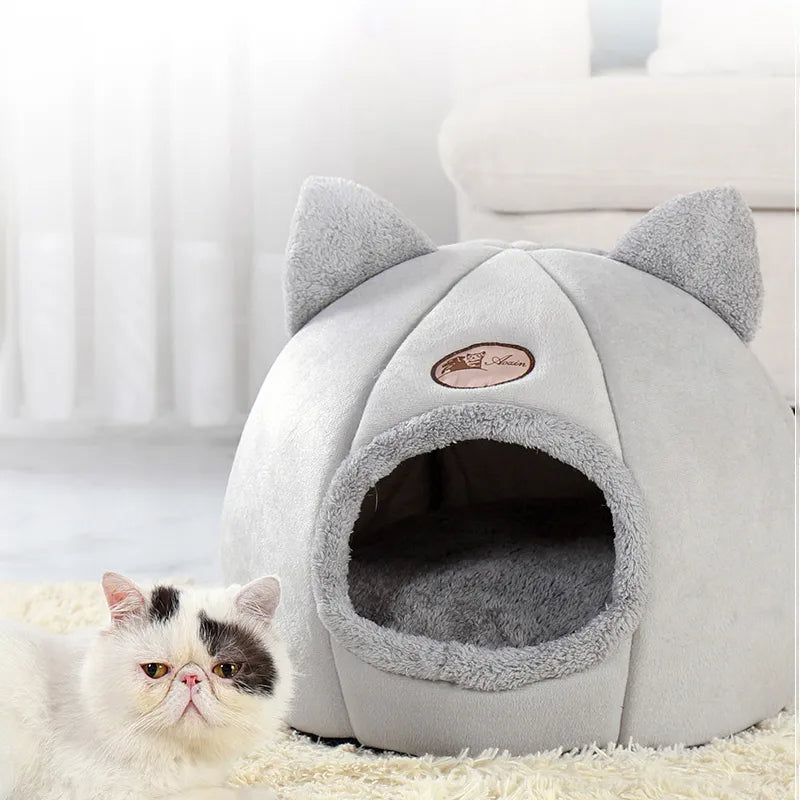 Little Winter Cat Bed Basket Cave - Pawsyhome