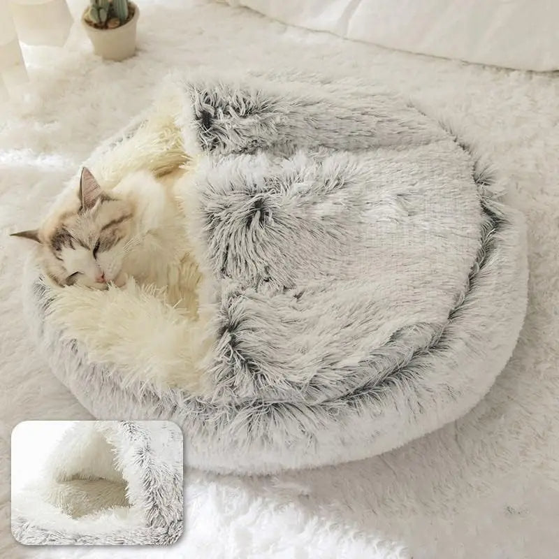 Soft Plush Round Cat Bed - Pawsyhome