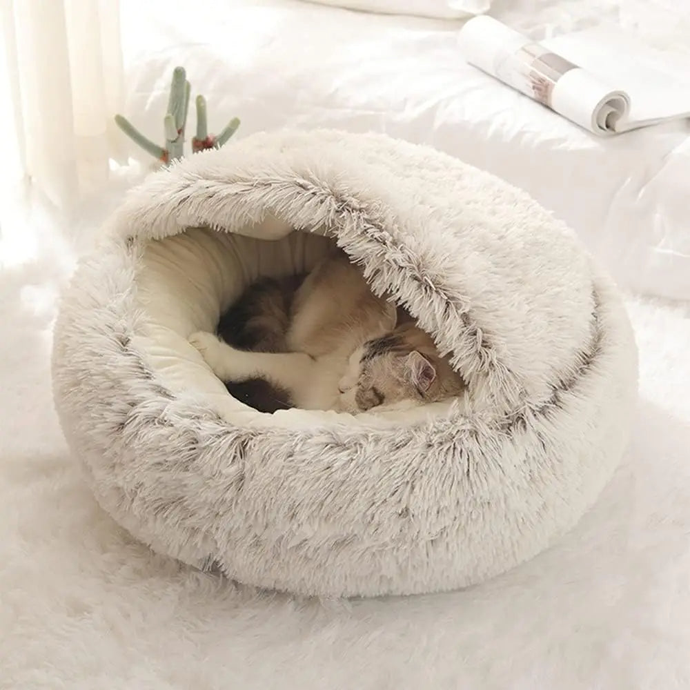 Soft Plush Round Cat Bed - Pawsyhome