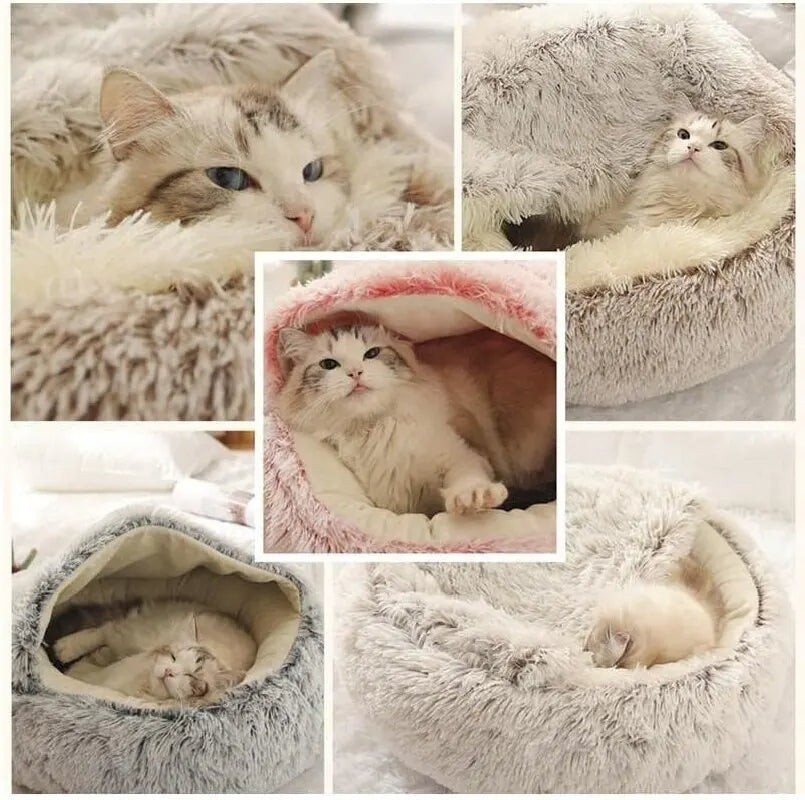 Soft Plush Round Cat Bed - Pawsyhome
