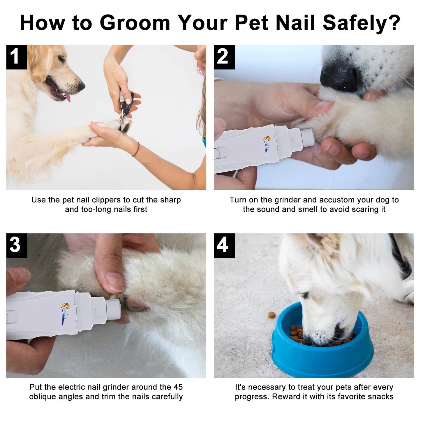 Electric Pet Nail Grinder Trimmer Grooming Tool Rechargeable Dog Nail Clippers Dogs Nail Grinder Trimmer Puppy Dog Accessories - Pawsyhome