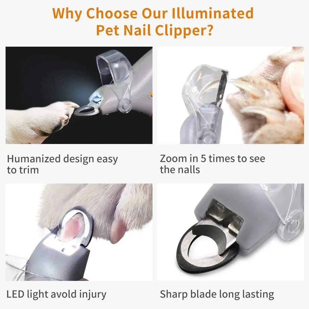 Pet Nail Clipper Scissors With LED Light Cat Dog Nail Clippers Tool Scissors Toeclaw Cutter Scissors Pet Supplier Cleaning tools - Pawsyhome