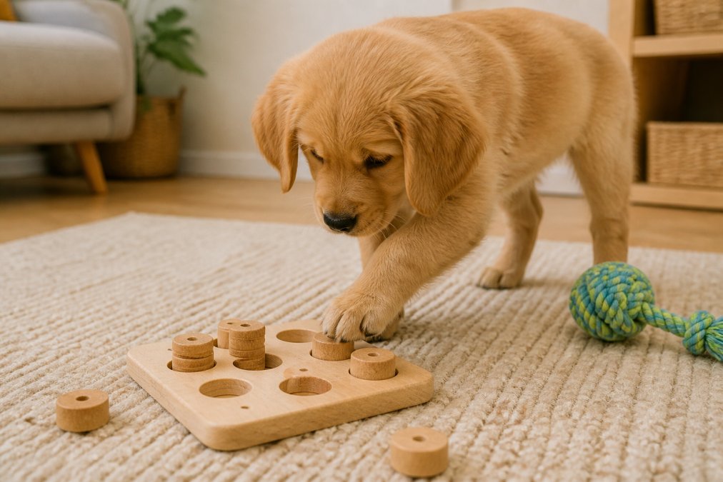 Ejercicios de estimulación mental para cachorros en casa