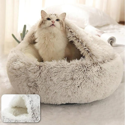 Soft Plush Round Cat Bed - Pawsyhome