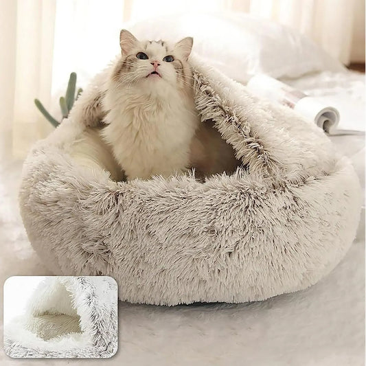 Soft Plush Round Cat Bed - Pawsyhome