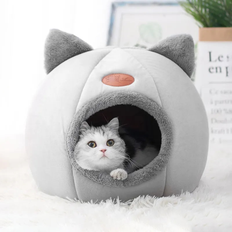 Little Winter Cat Bed Basket Cave - Pawsyhome
