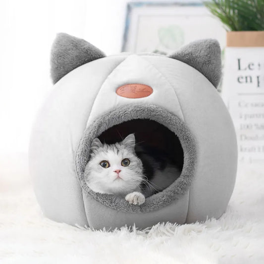 Little Winter Cat Bed Basket Cave - Pawsyhome