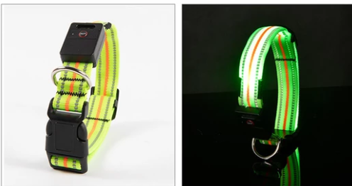 Collar LED Luminoso con Tiras Reflectantes para Perros