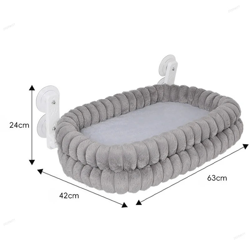 Plush Window Mount Cat Hammock (Winter Warm)