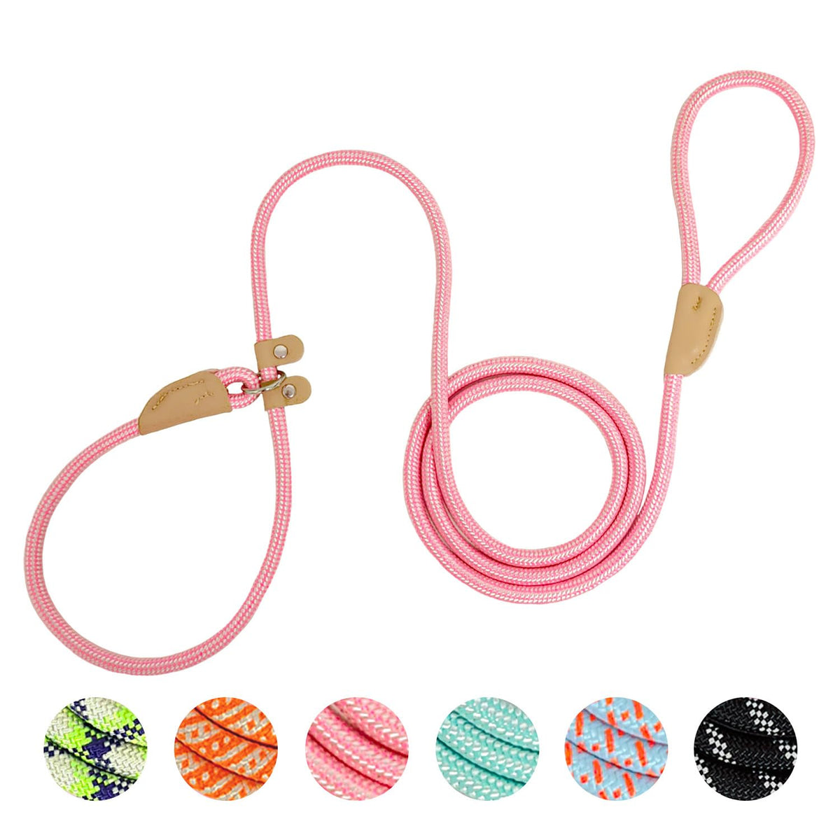 Correa Slip Lead de 6 Pies para Perros – Correa de Entrenamiento Resistente sin Tirones, Rosa