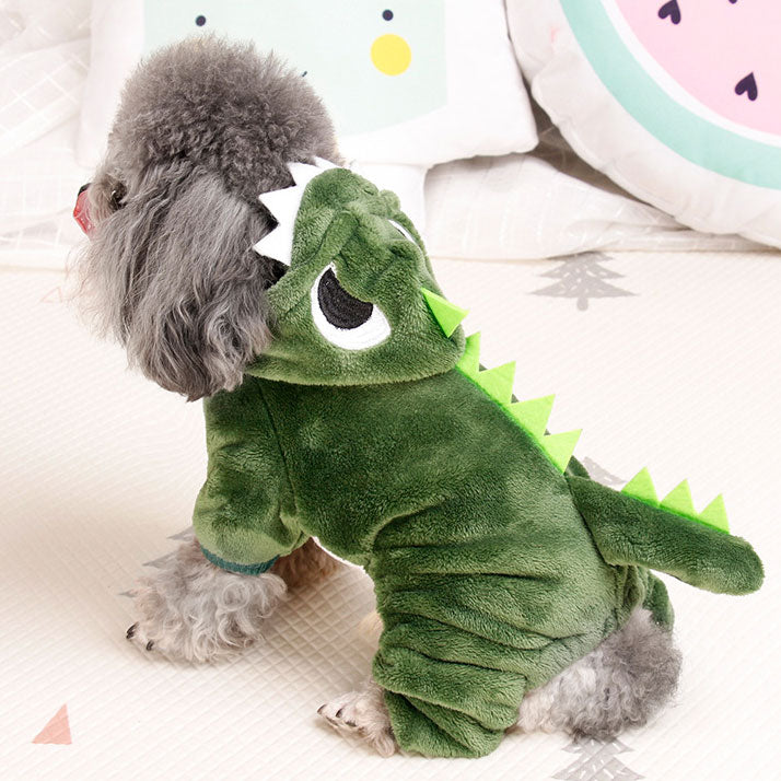 Disfraz de Dinosaurio de Felpa Suave para Perros y Gatos