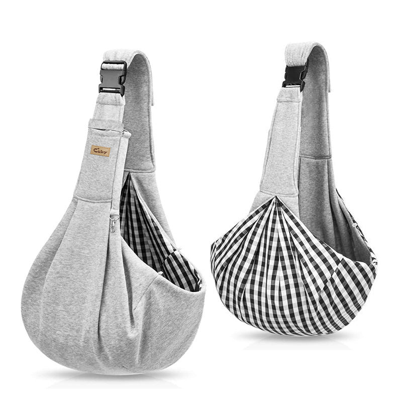 Bolso Sling Transportador para Perros y Gatos Pequeños - Bandolera de Viaje Gris Claro