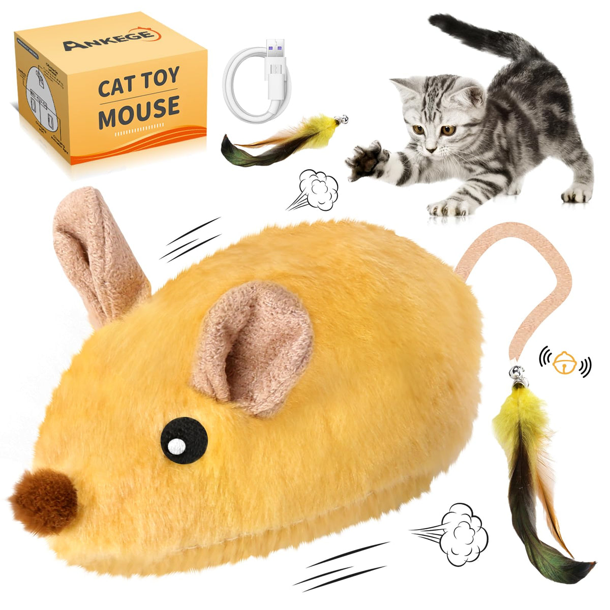 Ratón Interactivo Electrónico Recargable con LED para Gatos