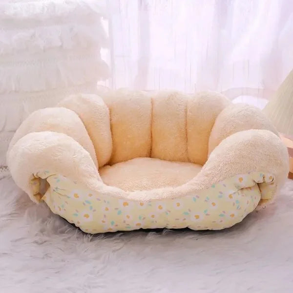 Cat Bed PlushNest Yellow