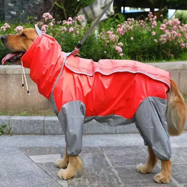 Dog Raincoat RainPoncho Red Gray