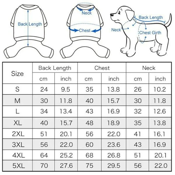 Dog Raincoat Size