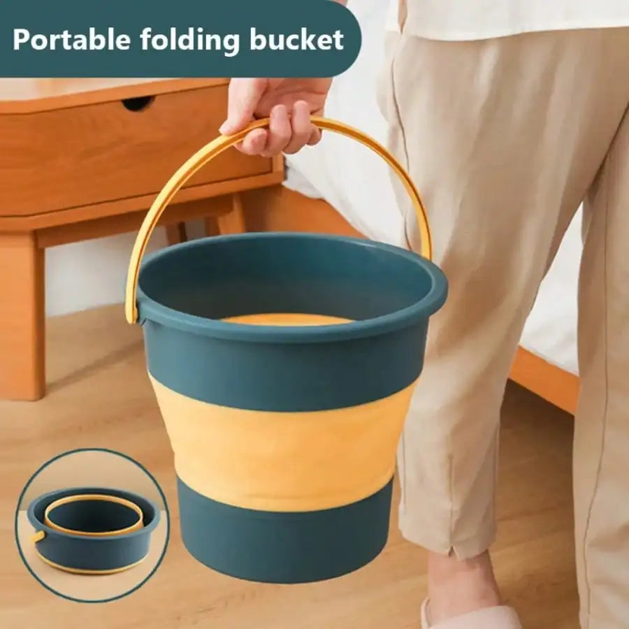 Cubo Plegable de Agua para Caballos – Silicona con Tapa