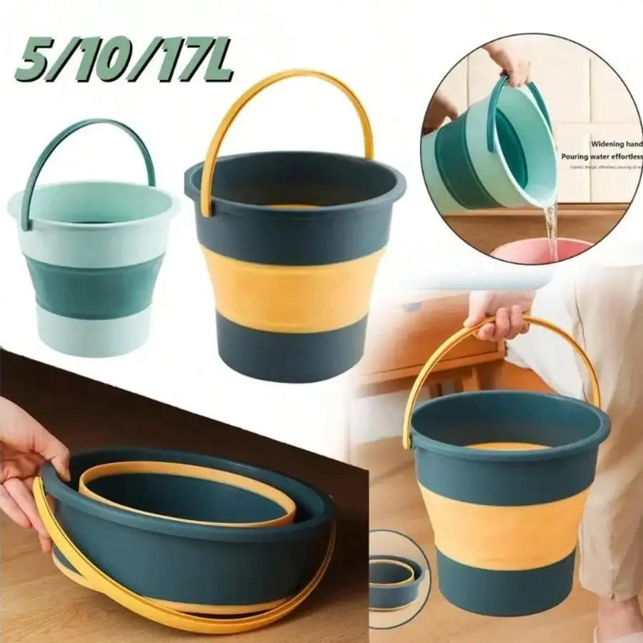 Cubo Plegable de Agua para Caballos – Silicona con Tapa
