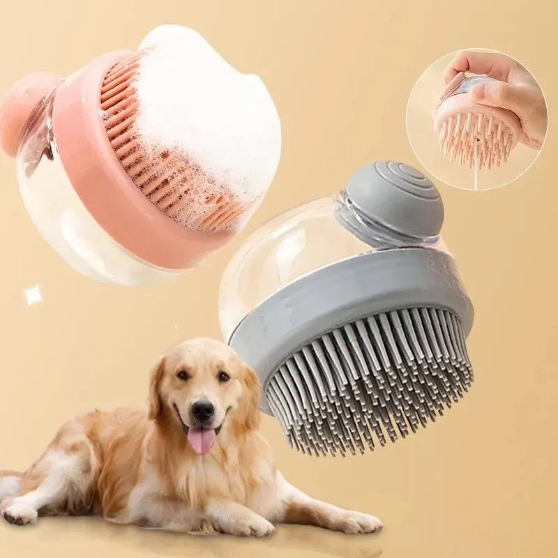 Dog Shower Brush Pet Dog Grooming Massage Bath Cleaning Brush with Shampoo Dispenser for Long Hair Dogs and Cats Shower - Pawsyhome