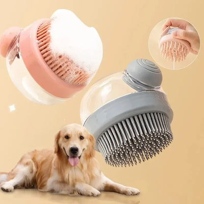 Dog Shower Brush Pet Dog Grooming Massage Bath Cleaning Brush with Shampoo Dispenser for Long Hair Dogs and Cats Shower - Pawsyhome