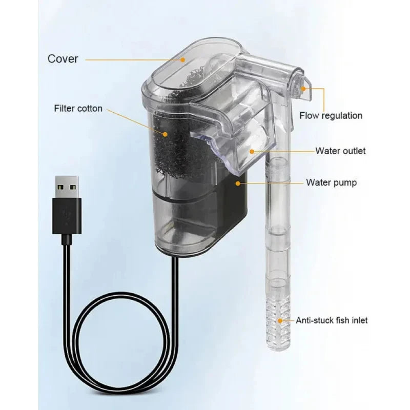 Mini Filtro USB para Acuarios Pequeños