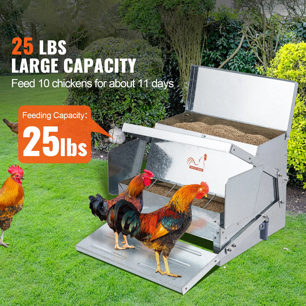 Comedero Automático Antiderrame para Gallinas 25 lb – Acero Galvanizado