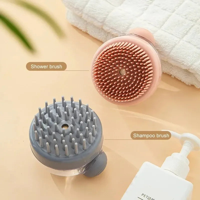 Dog Shower Brush Pet Dog Grooming Massage Bath Cleaning Brush with Shampoo Dispenser for Long Hair Dogs and Cats Shower - Pawsyhome