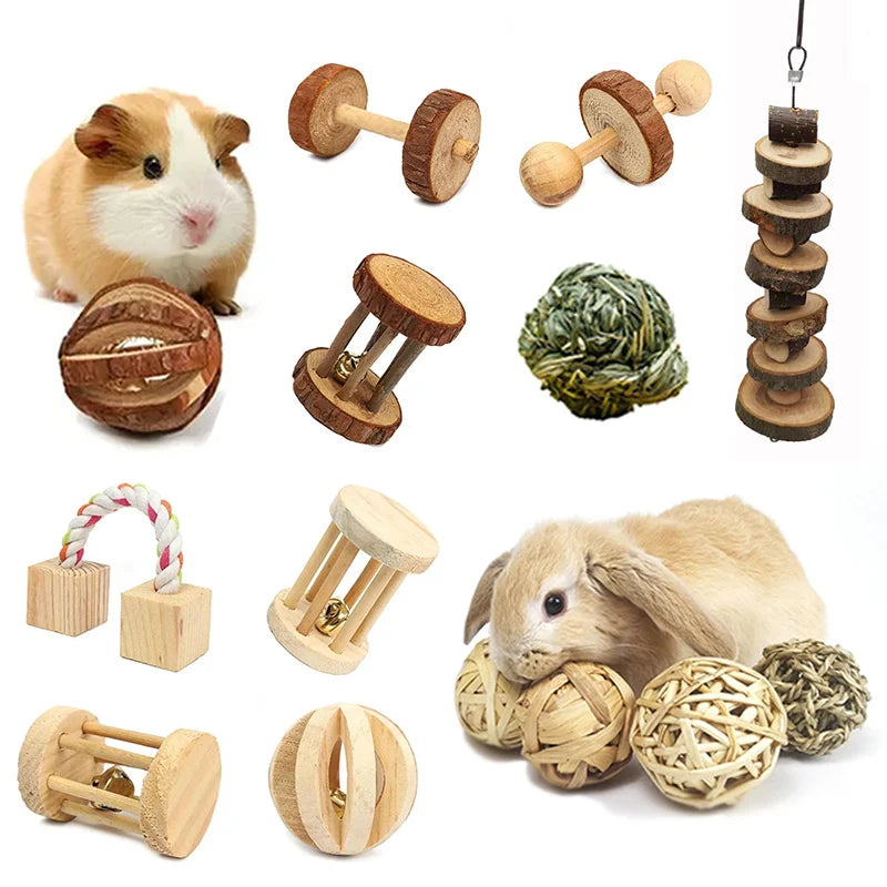 Juguetes para Roer de Madera Natural para Conejos y Roedores