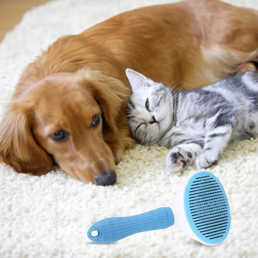 Soft Pet Grooming Brush & Massager for Dogs & Cats