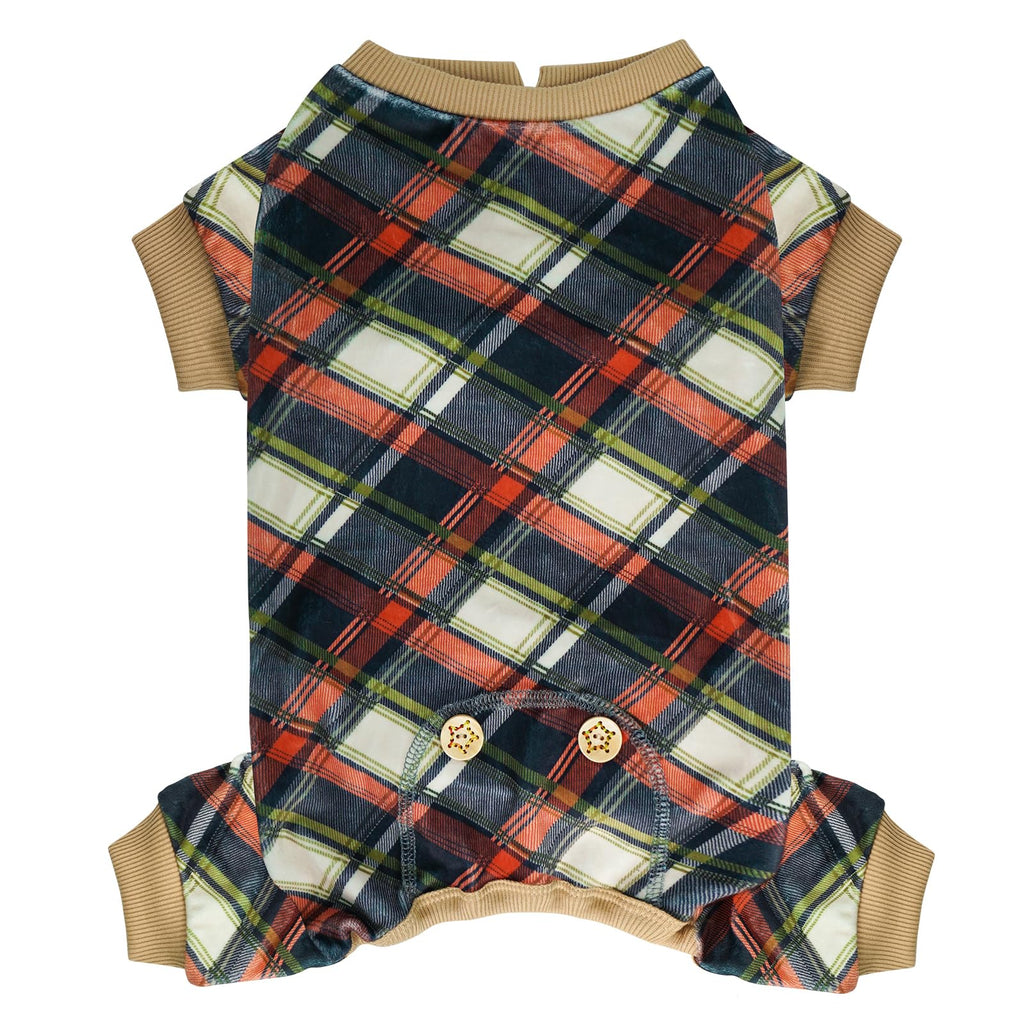 Pijama de Terciopelo para Perros – Enterizo Suave y Elástico a Cuadros
