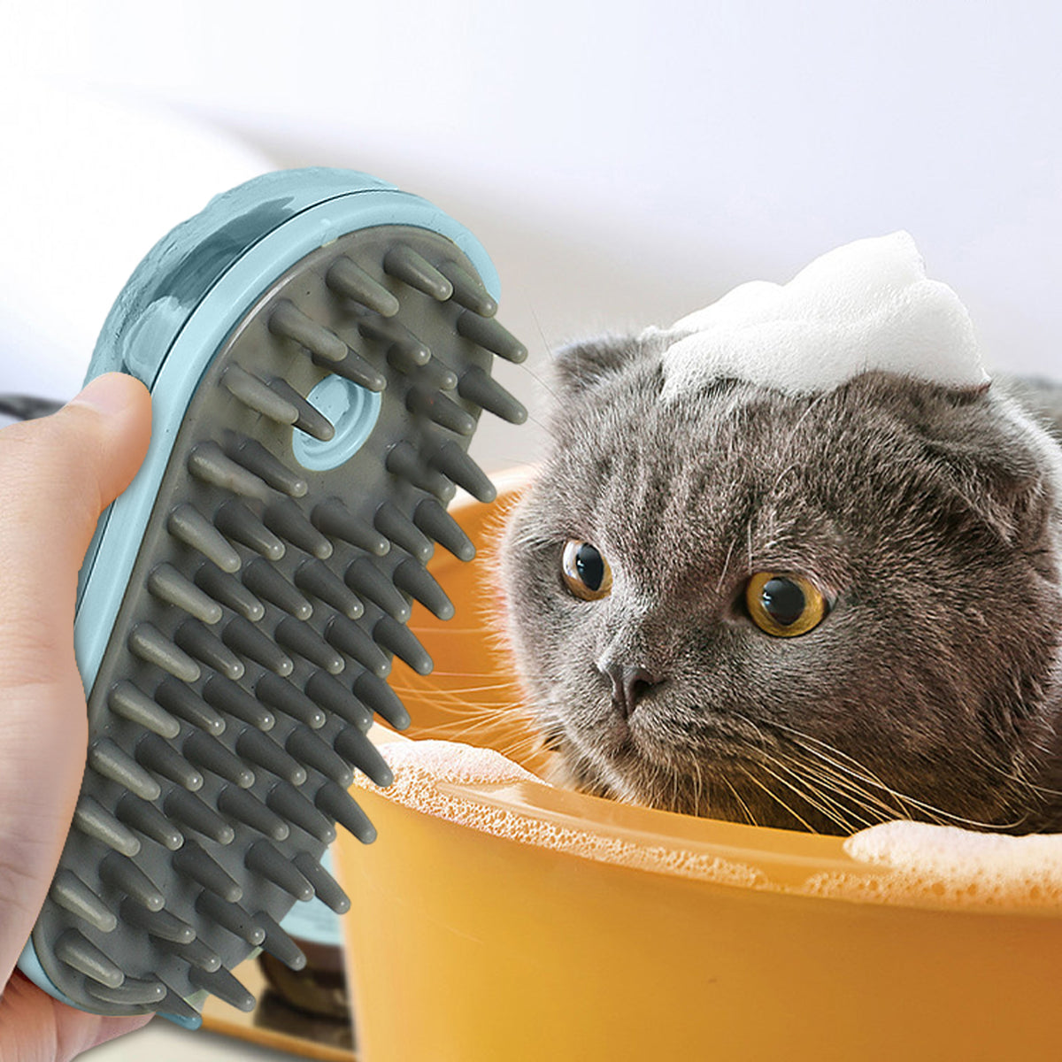 Cepillo de Baño de Silicona con Dispensador de Champú para Perros y Gatos – Masaje y Limpieza