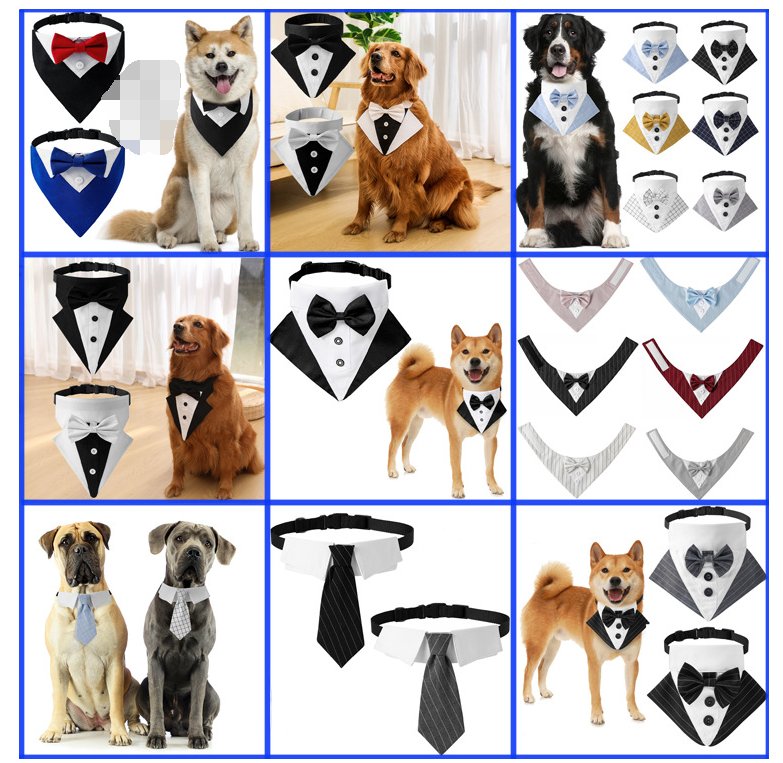 Bandana Esmoquin para Perros y Gatos con Moño - Collar Formal de Boda