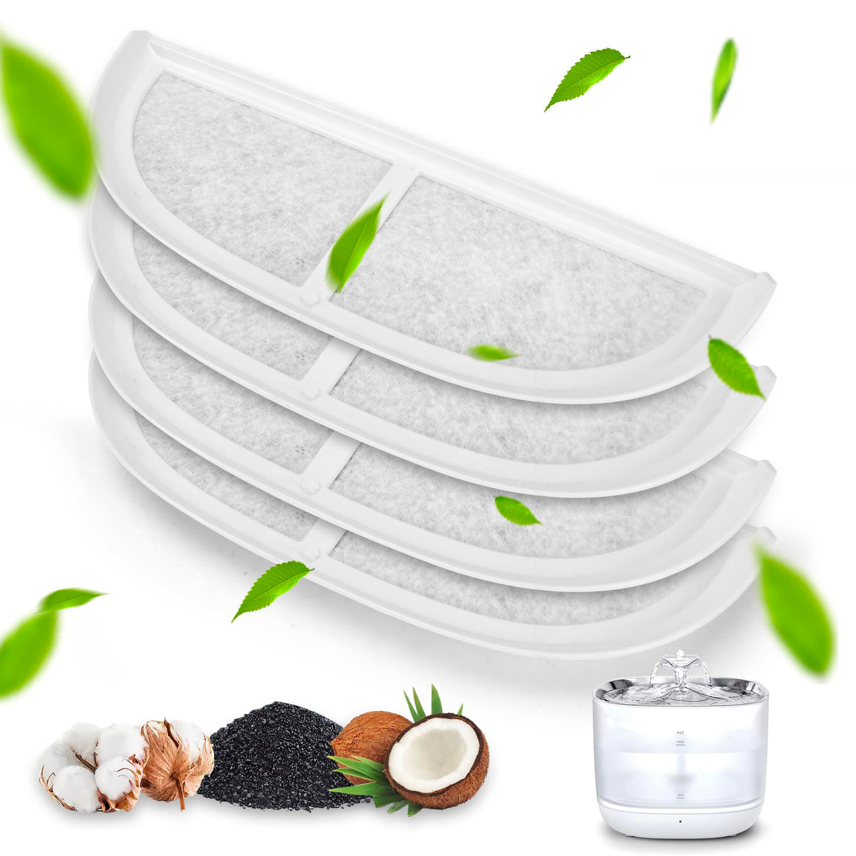 Filtros de Repuesto para Fuente de Agua para Gatos - Pack 4